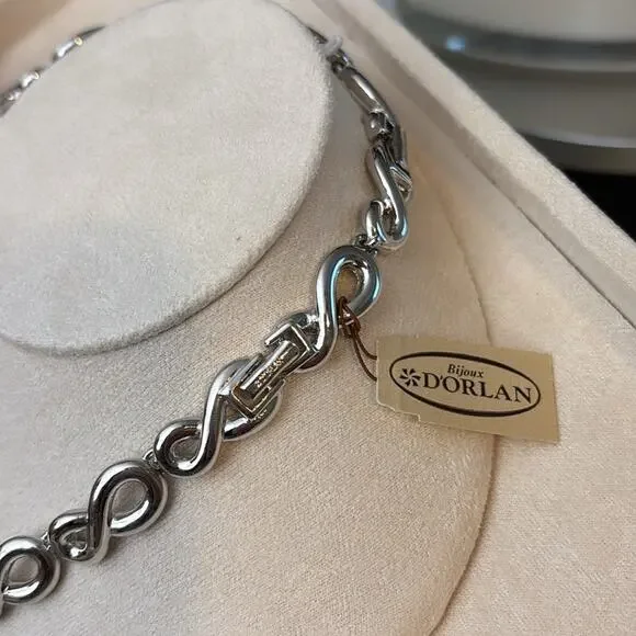 D'Orlan Rhodium Plated Necklace 16-18" - Picture 3 of 3